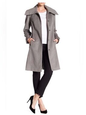 Cole Haan Gray Wool-Blend Long Coat